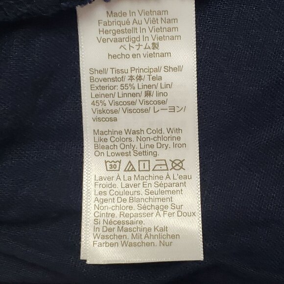 J.Crew Factory Petite Linen-Blend Faux-Wrap Skirt Women's PS Navy Linen Classic - Picture 9 of 16